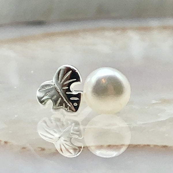 Hawaiian Palm and Pearl Stud