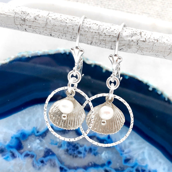 Silver Seashell  Silhouette Earrings
