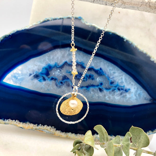 Golden Seashell Silhouette Necklace