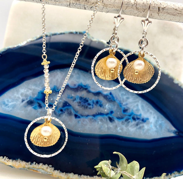 Golden Seashell  Silhouette Earrings