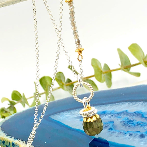 Long Lantern Gemstone Pendant