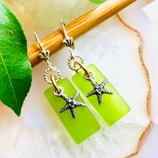Long Starfish Seaglass Pendant Necklace