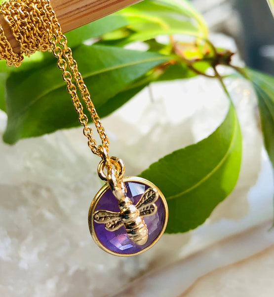 Bee Gemstone Pendant Necklace