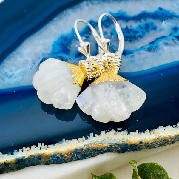 Shell Moonstone Earrings